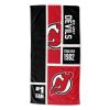 [Personalization Only] OFFICIAL NHL Colorblock Beach Towel - New Jersey Devils